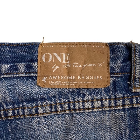One by One Teaspoon Awesome Baggies Distressed Mid Rise Tapered Leg Jeans 29 - Picture 3 of 16